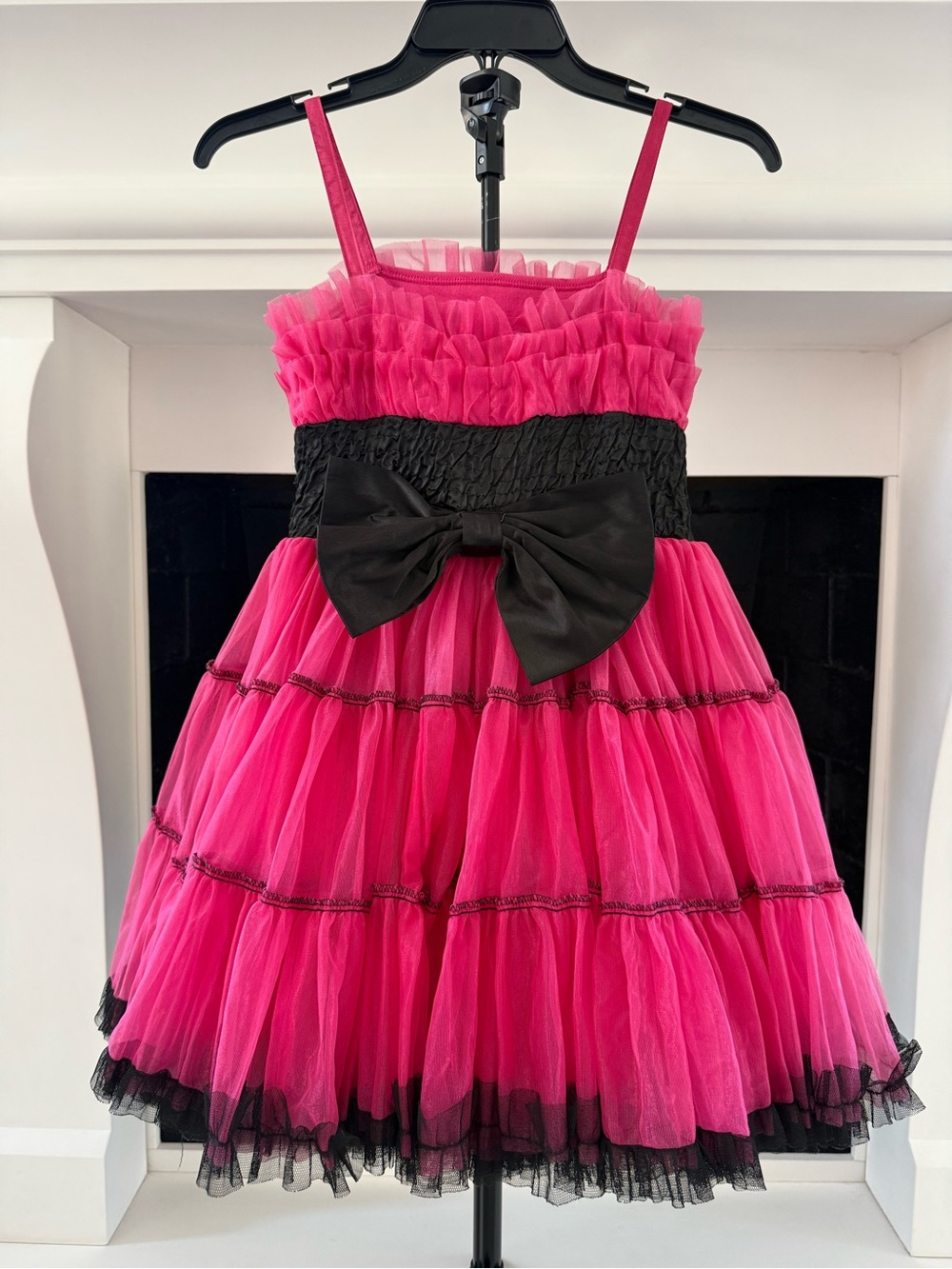 Ooh! La, La! Couture Hot Pink and Black Tulle Party Dress- Girls Size 8 - Picture 2 of 2